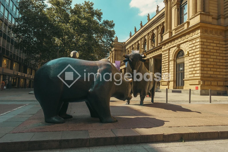 Bull and Bear Statues in Urban Setting