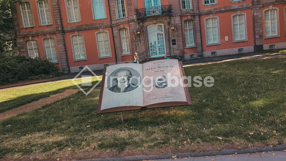 Historic Building with Open Book Sculpture
