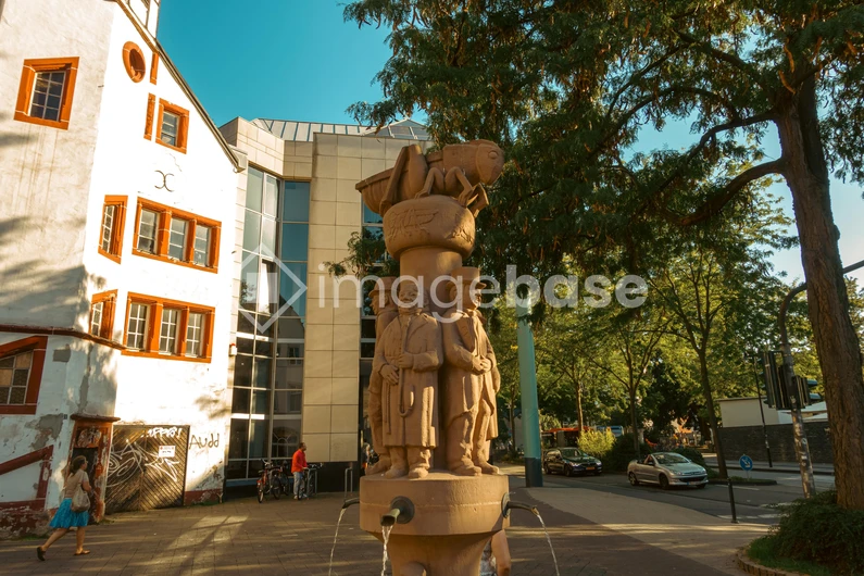 Urban Fountain with Historic Statues