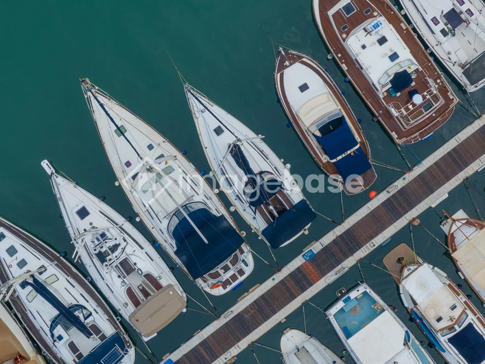 Aerial View of Luxury Yachts