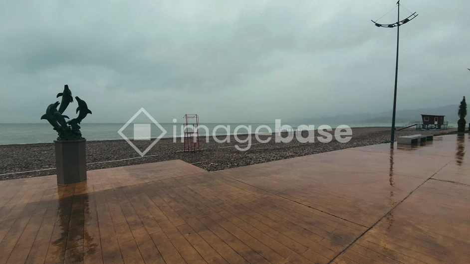Misty Coastal Promenade