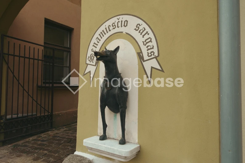 Dog Statue at Historic Building