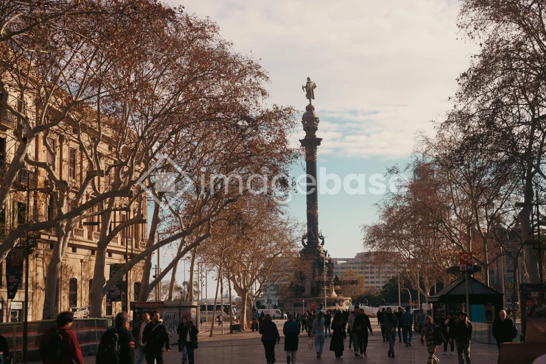 Columbus Monument in Urban Setting