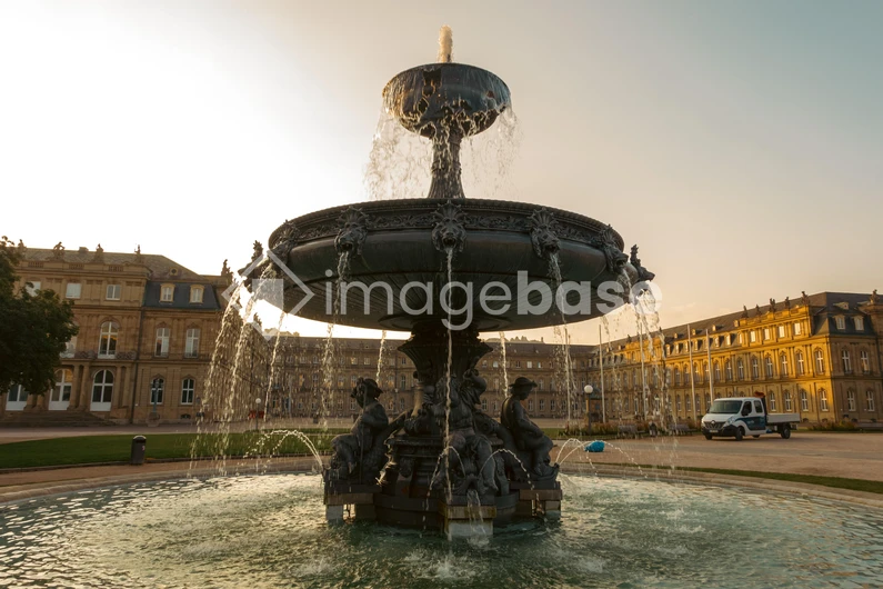 Elegant Fountain at Sunset