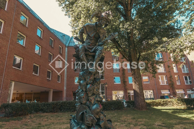 Urban Sculpture in Sunlit Courtyard