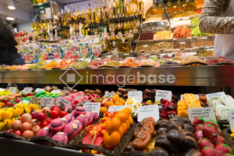 Colorful Market Sweets Display