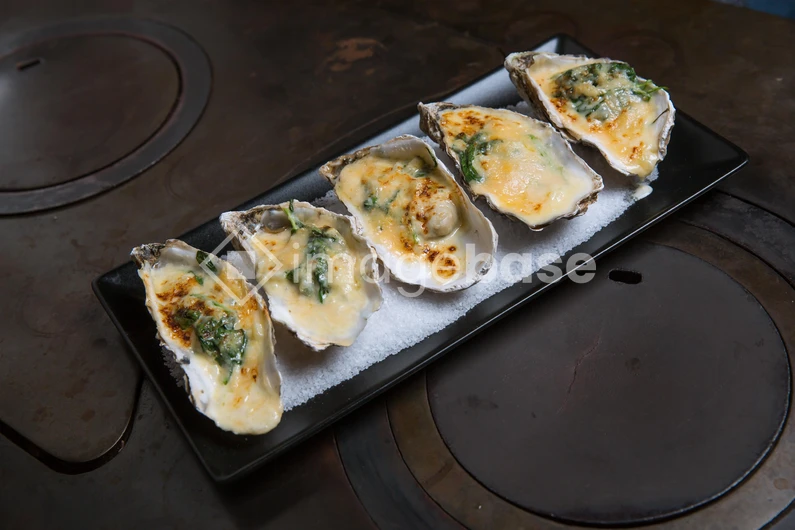 Baked Oysters on a Tray