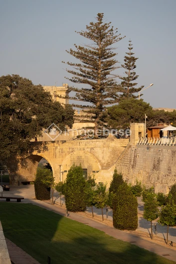 Historic Stone Archway and Trees