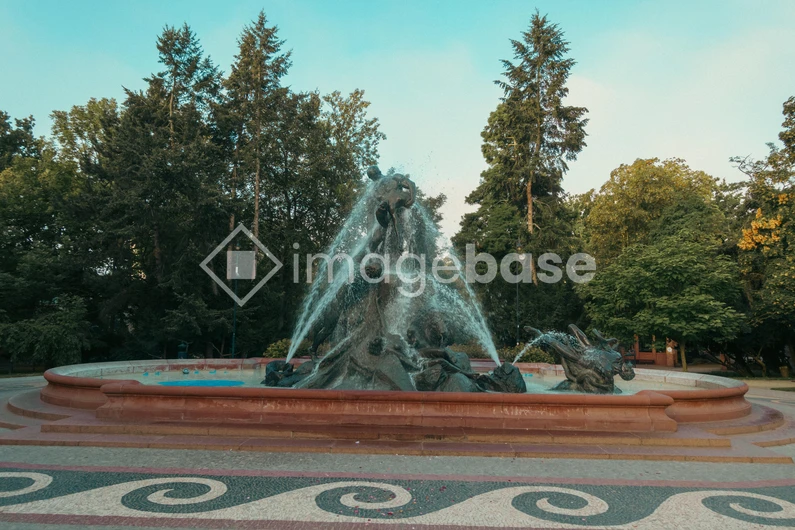 Serene Fountain in a Lush Park