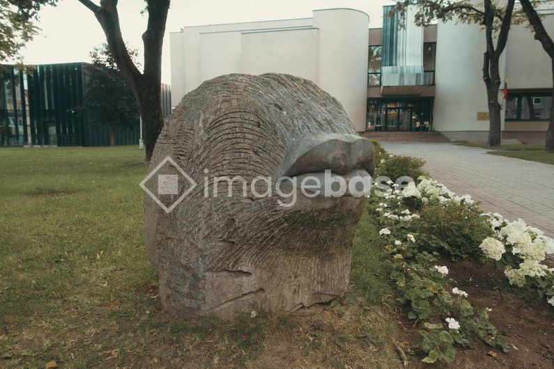 Stone Sculpture in Urban Park
