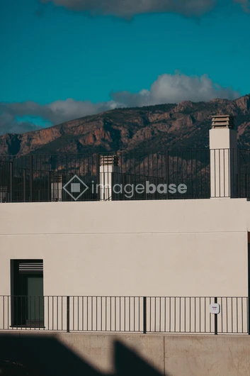 Modern Building with Mountain View