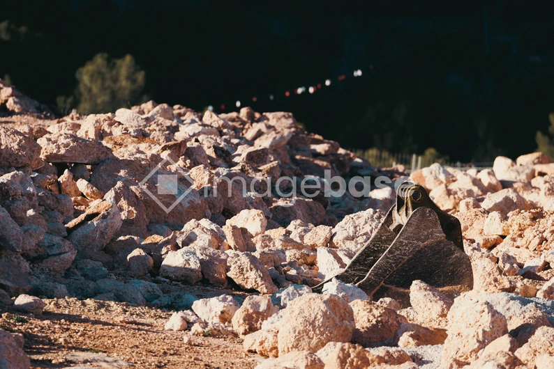 Rocky Terrain with Excavator Bucket