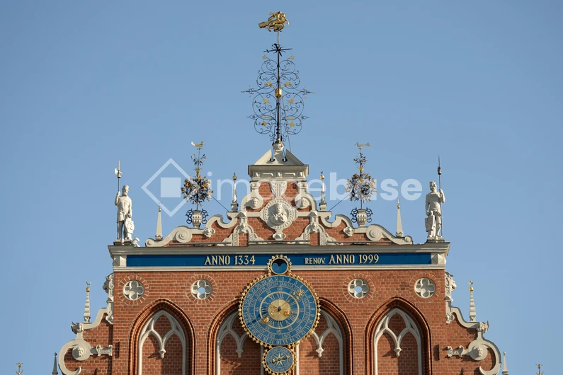 Historic Building Facade with Astronomical Clock