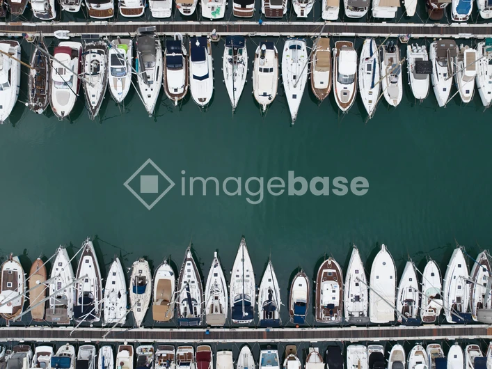 Aerial View of Boats in Marina