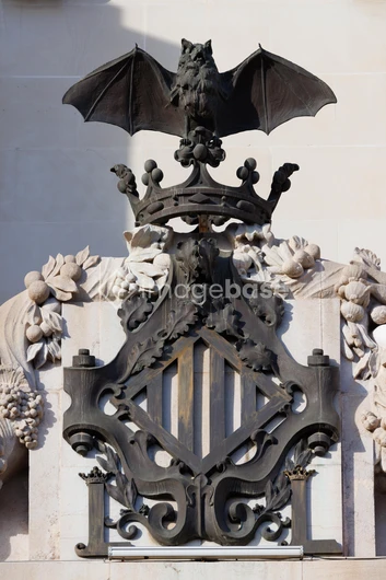 Architectural Crest with Bat Motif