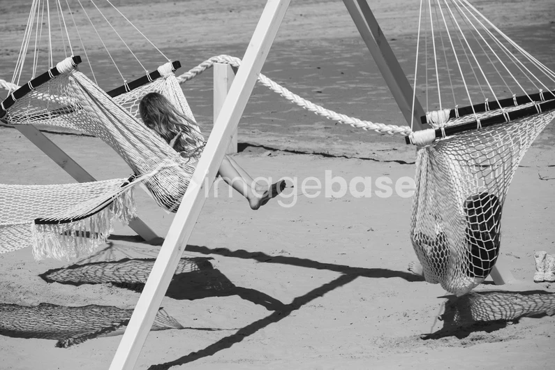 Relaxing on Beach Hammocks