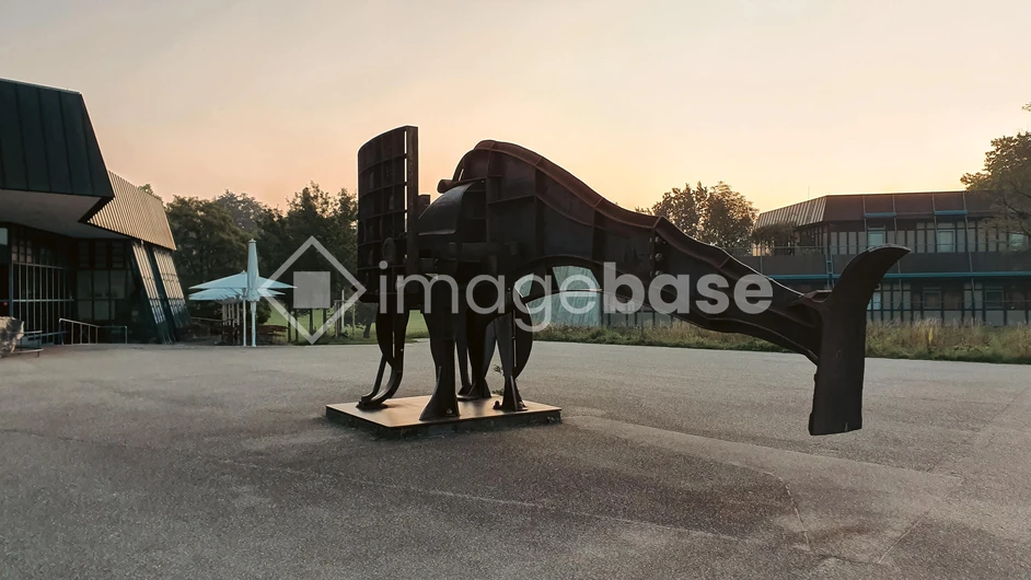 Modern Sculpture at Sunset