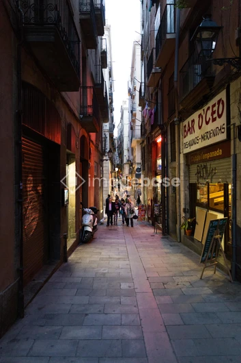 Evening Stroll in Narrow Alley