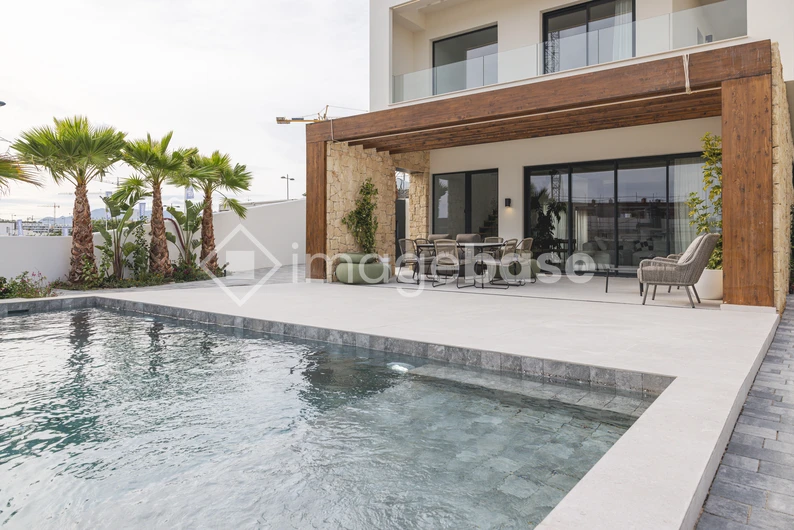 Modern Patio with Pool