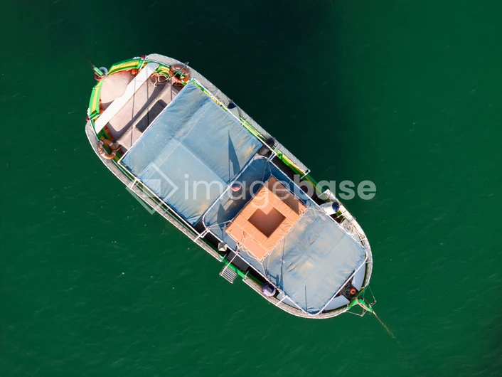 Aerial View of a Boat on Water