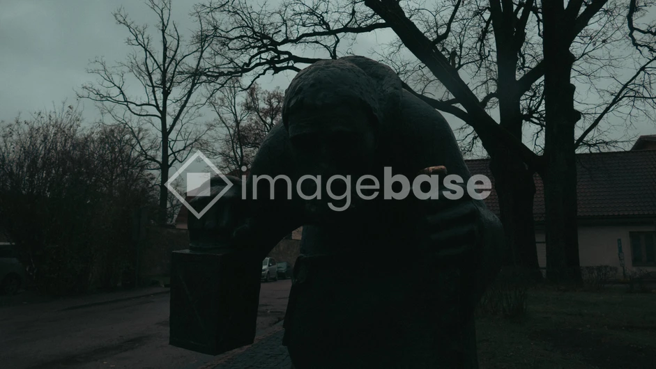Eerie Statue at Dusk