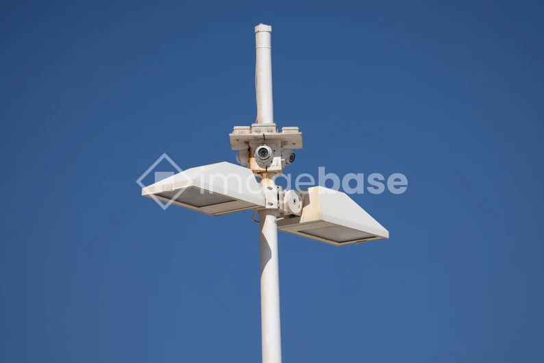 Minimalist Streetlight Against Blue Sky