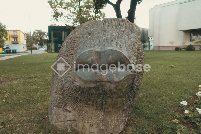 Stone Sculpture in Urban Park