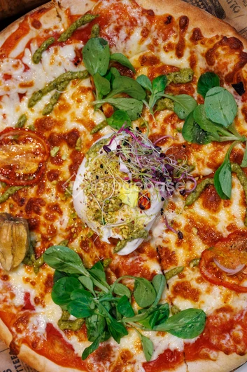 Gourmet Pizza with Fresh Greens