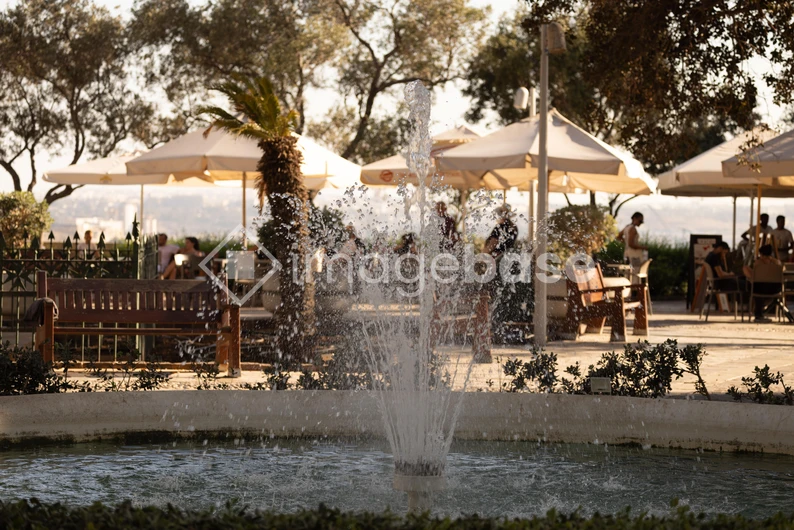 Relaxing Park Café Scene