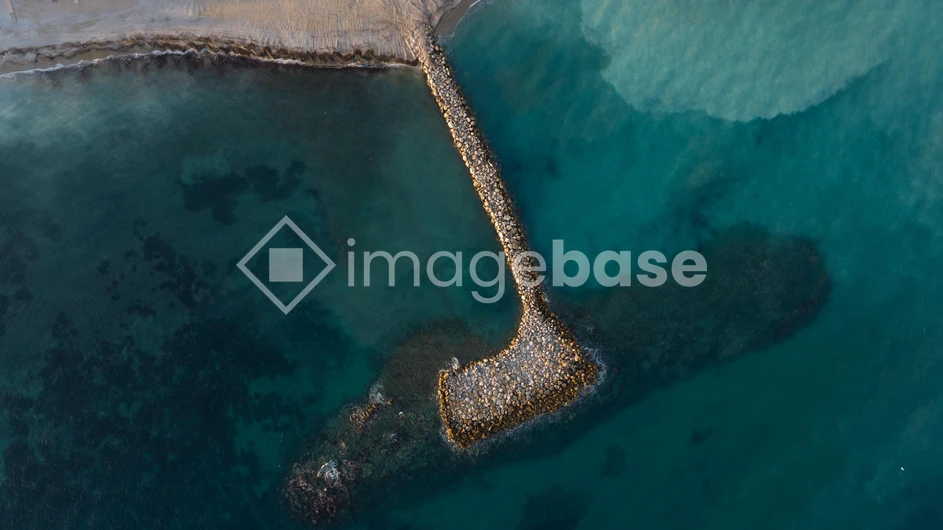 Coastal Breakwater Aerial View
