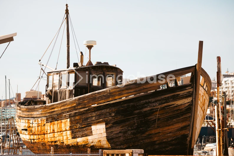 Rustic Old Boat in Harbor
