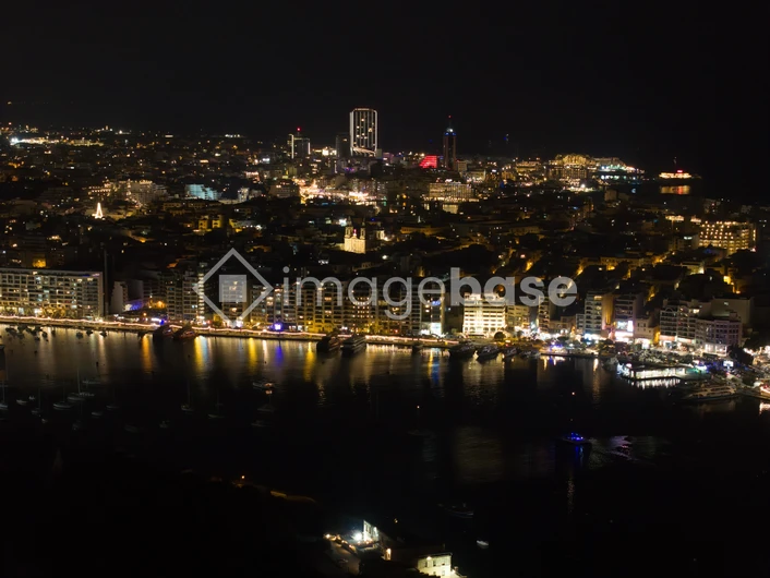 Illuminated Cityscape at Night