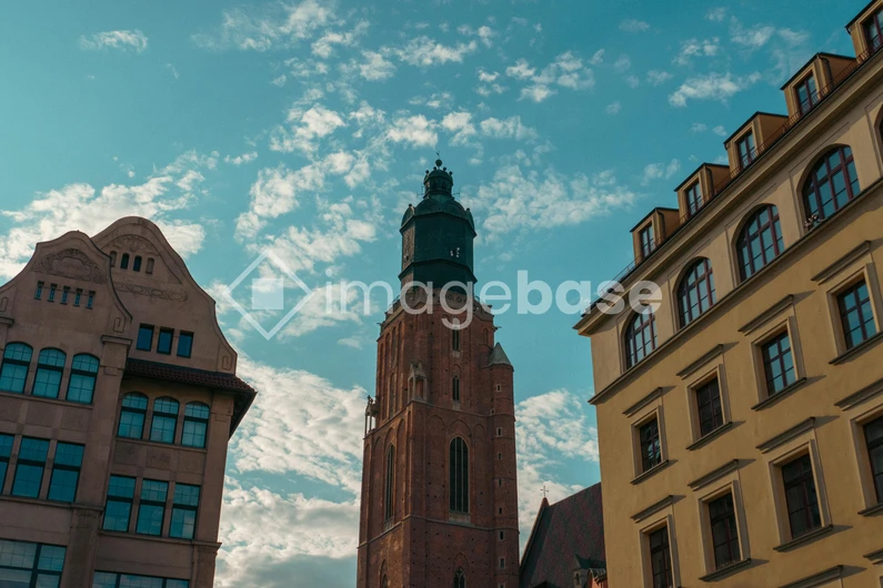 Urban Skyline with Historic Tower