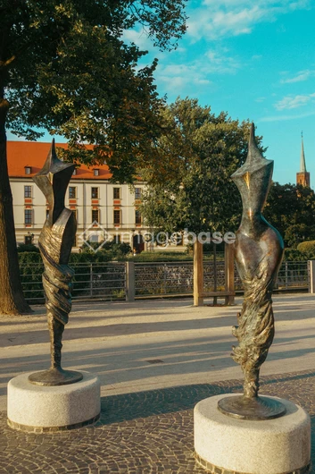 Twisted Sculptures in Urban Setting