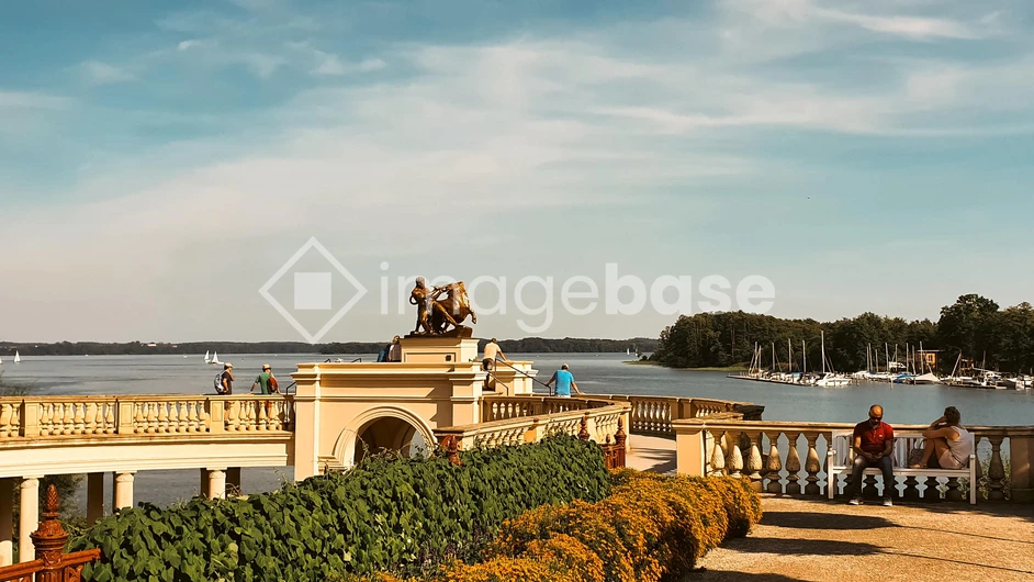 Scenic Waterfront with Statues