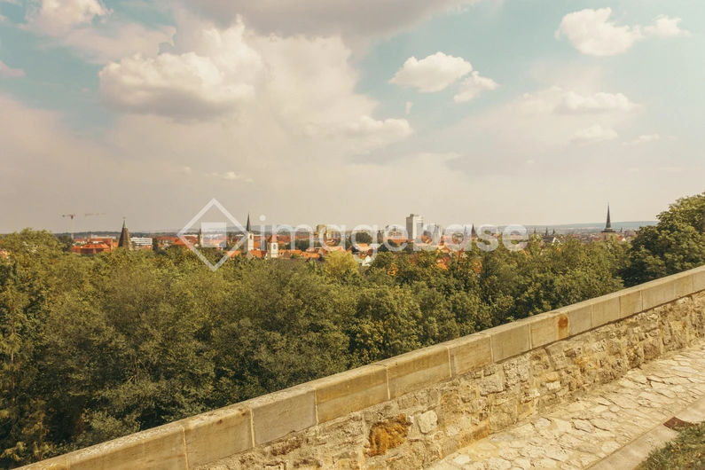 Cityscape View from a Stone Wall