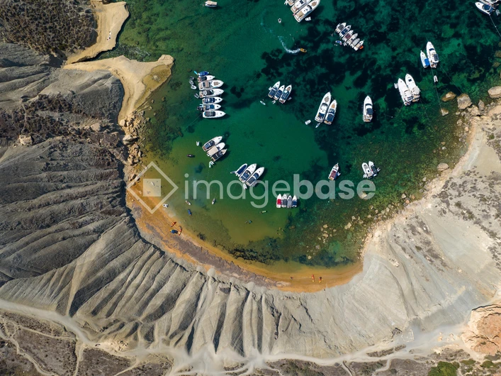 Aerial View of Boats in a Cove