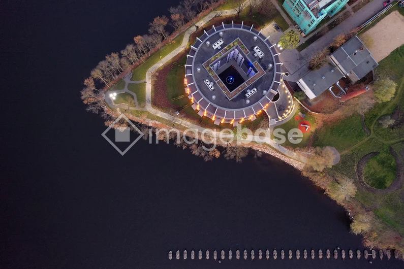 Aerial View of Island Architecture
