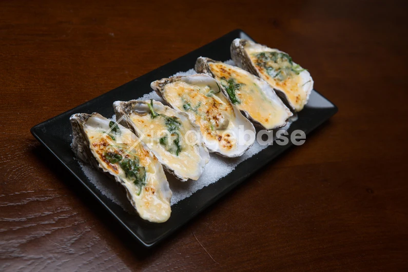 Baked Oysters on Plate