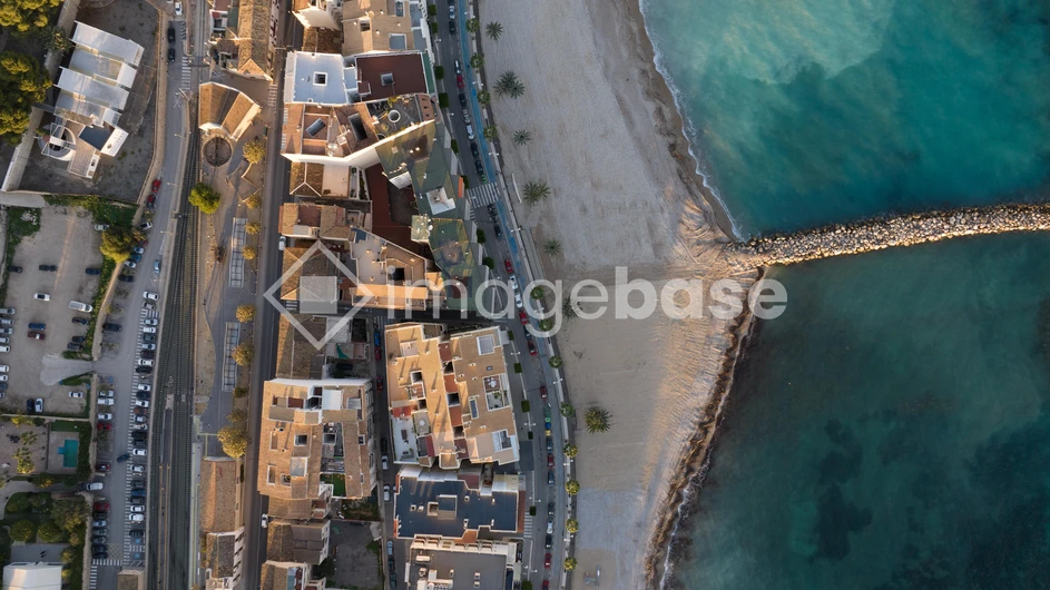 Aerial View of Coastal Town