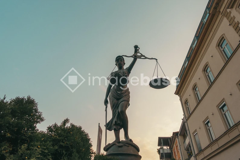 Statue of Justice at Dusk