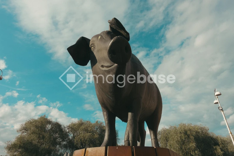 Pig Statue Under Blue Sky