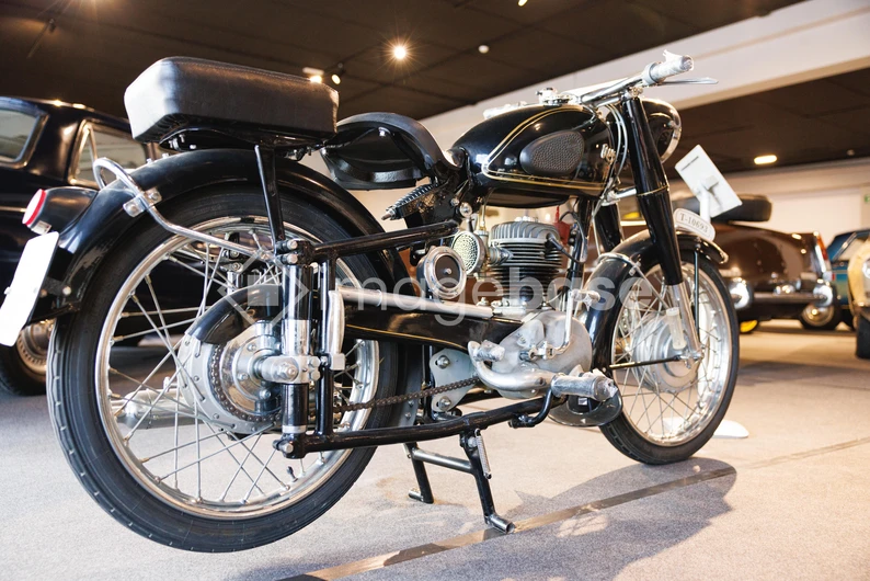 Classic Motorcycle in Showroom