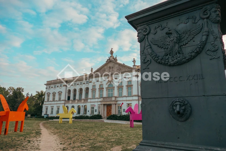 Elegant Historical Building with Colorful Statues
