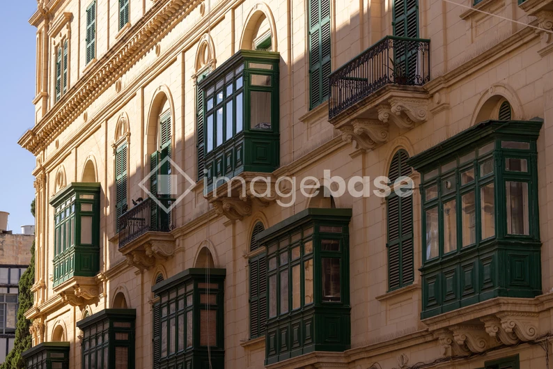 Historic Architecture with Green Balconies