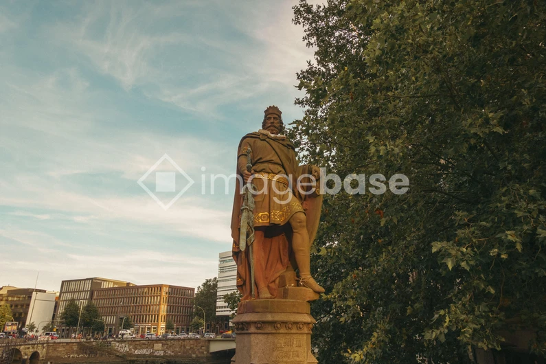 Historic Statue at Sunset