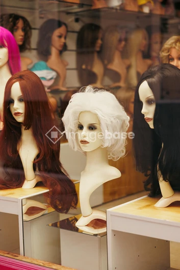 Wig Display in Storefront