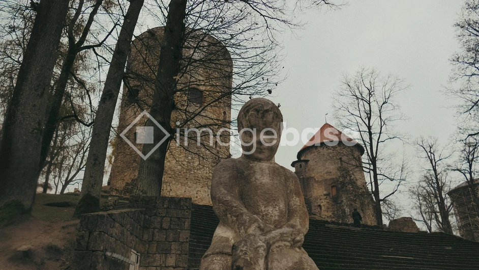 Medieval Castle and Statue